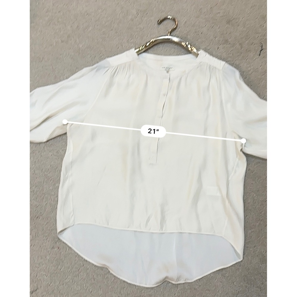 Rag & Bone Ivory 100% Silk Henley Blouse Off White High Low Top XS USA Made - Picture 5 of 6